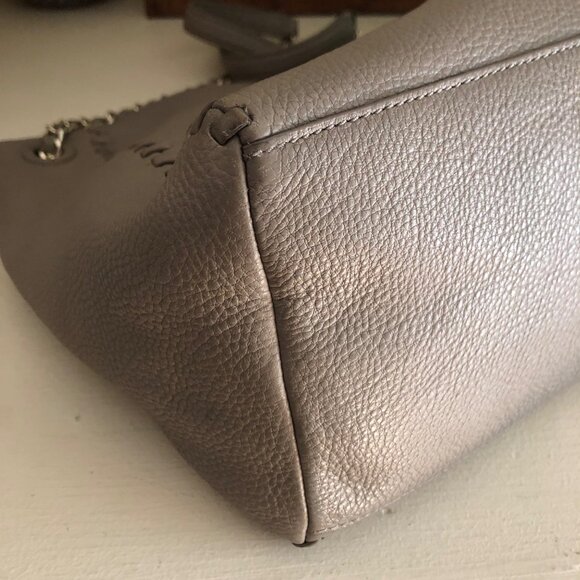 TORY BURCH Marion Chain Slouchy Tote Shoulder Bag Gray - Picture 10 of 15